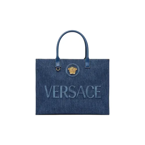 FANSIZHE La Medusa Деним Холст с кожей Тоут Сумка Сумка для покупок Сумка Обычный Женские Синий