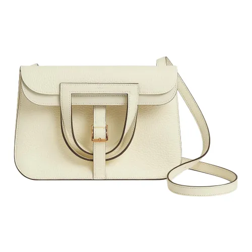 HERMES Halzan Clemence Bullock Кожа Horseshoe Сумка Сумка через плечо Сумка через плечо Женская I2 Nata Кремово-белый