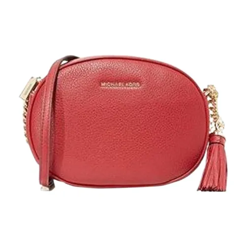 MICHAEL KORS Ginny Кожа Маленькая Круглая Сумка Сумка через плечо Средняя Женская Ягодно-красный