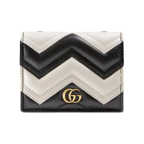 GUCCI GG Marmont Quilted Кожа Держатель для карт кошелек Стандартный Женский Черный Белый