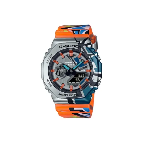 CASIO г Shock Collection Кварцевый механизм Смольный ремешок Часы Мужские Циферблат серебристый