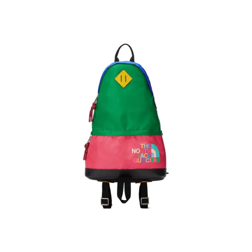 GUCCI The North Face Коллаборация Кожа Детали Рюкзак Мужской Синий зеленый
