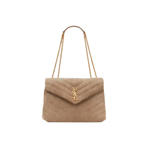 SAINT LAURENT LOULOU Сумка из телячьей кожи с цепочкой сумка через плечо сумка женская бежевая желтая