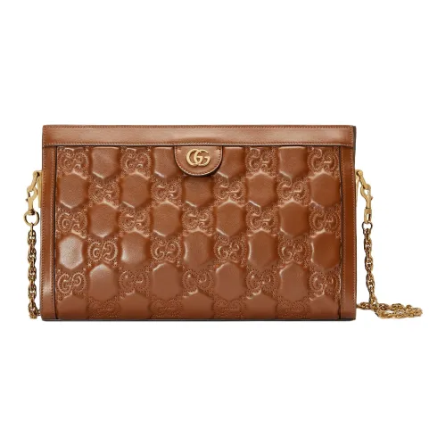 GUCCI Quilted Кожа Сумка через плечо Сумка на плечо Женская Коричневая