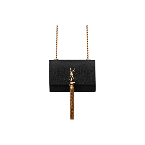 SAINT LAURENT Kate Grained Телячья кожа Одно плечо Через плечо Чехол для наушников Женские Черный