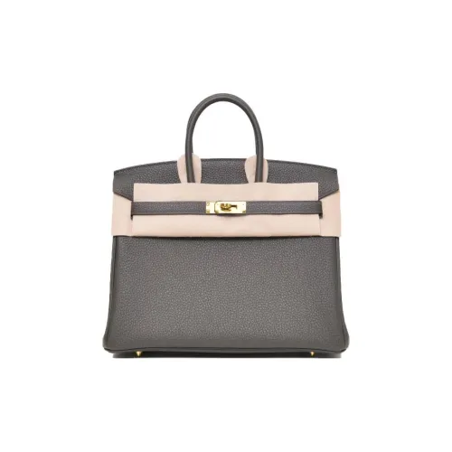 HERMES Birkin Коровья кожа Togo Сумка Birkin Сумка Стандартная Женская C6 Vert DE Gris Серый Зеленый