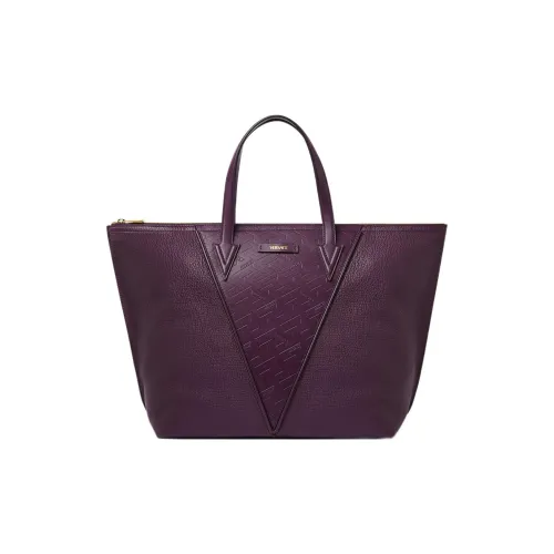 VERSACE Гранированная телячья кожа Тоут Сумка Сумка для покупок Сумка через плечо Сумка Обычная Мужская Фиолетовая