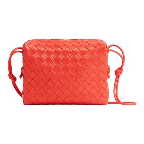 Bottega Veneta Loop кожа Camera сумка для хранения ручная сумка на плечо маленькая женская Dawn красный