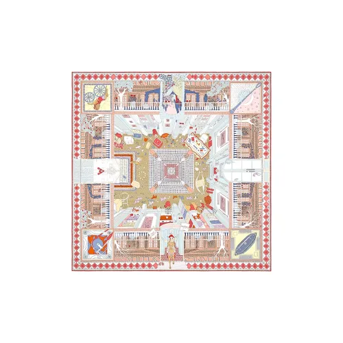 HERMES Objets de Curiosite Шелковый Шарф Женский Многоцветный