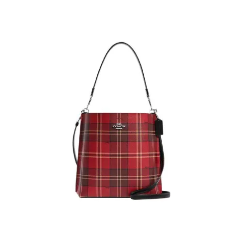 COACH Mollie Сумка из искусственной кожи в форме ведра портативная сумка через плечо большая женская красная и черная