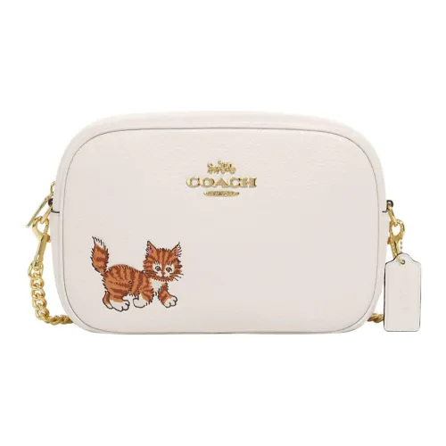 COACH Jamie Утонченный Pebble Кожа Camera Сумка Сумка через плечо Женская Мел Белый