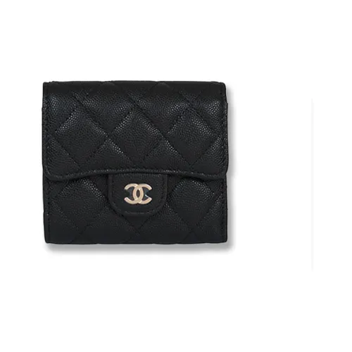 CHANEL 22K Осенний и Зимний Кожаный Личи Коровья Кожа Держатель для Карт Кошелек Кошелек Кошелек Женские Черный