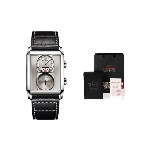 MARVIN Moulton Square Collection Кварцевый механизм Мужские часы Часы 35 мм Серебристый циферблат M024,14.31,64