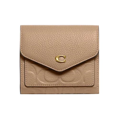 COACH Wyn Полированный GRAIN LEATHER Держатель для карт кошелек Маленький Женский Телесный