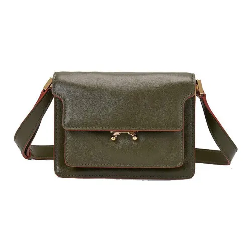 MARNI Основная часть Коровья кожа Аккордеонная сумка Сумки через плечо Сумка на плечо Женская Оливково-зеленая