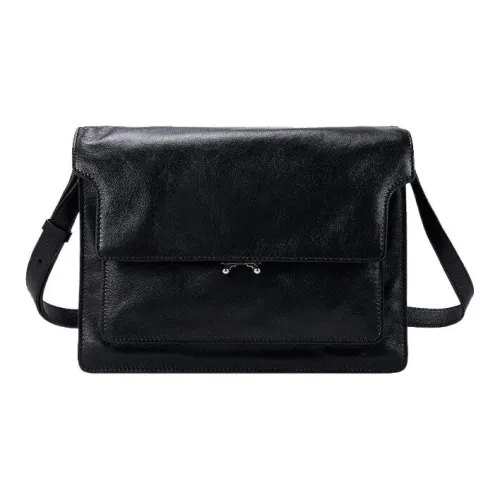 MARNI Основная часть Коровья кожа Аккордеонная сумка Сумки через плечо Сумка через плечо Мужской Черный