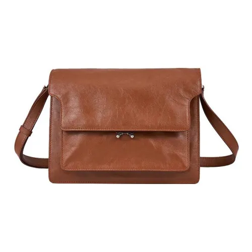 MARNI Основная часть Коровья кожа Аккордеонная сумка Сумка на плечо Мужская Коричневая