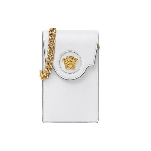 VERSACE La Medusa Телячья кожа Портативный Одно плечо Через плечо Чехол для телефона Женская Белая