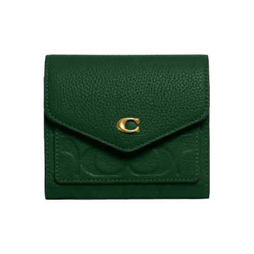 COACH Wyn Кожа Держатель для карт кошелек Маленький Женский Темно-зеленый