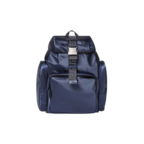 VERSACE Телячья кожа Комбинированный Рюкзак Мужской Синий