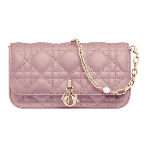 DIOR Lady Dior Ткань в плетеную узор Овчина Ручной через плечо Одно плечо Чехол для телефона Стандартный Женский Винтаж Розовый