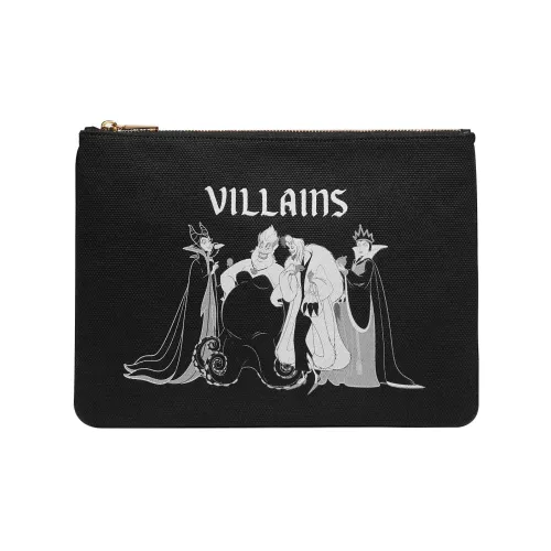 COACH Disney Коллаборация Wristlet Цвет холста с галечная кожа File Запястье Сумка Клатч Большой Женские Черный