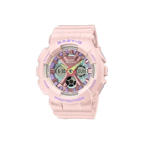 CASIO Малыш G Коллекция Кварцевый механизм Смольный ремешок Часы Женские Розовый циферблат BA 130PM 4APR