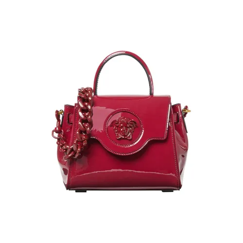 VERSACE La Medusa Лакированная кожа Коровья кожа Сумка через плечо Сумка Маленькая Женская Бургунди