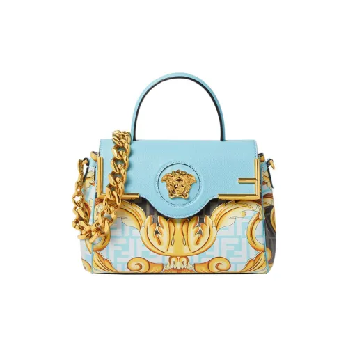 VERSACE La Medusa Корова Кожа Одно Плечо Сумка Средний Женский Синий