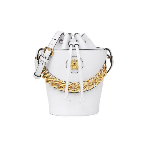 VERSACE La Medusa Телячья кожа Ведрообразная сумка Портативная сумка через плечо Сумка через плечо Женская Белая