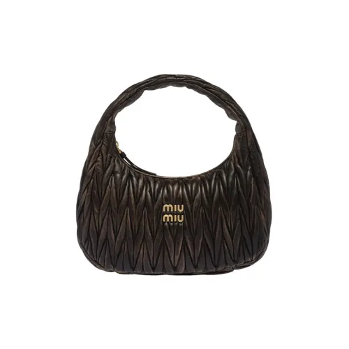 MIU MIU Matelassé Напповая кожа Сумка-хобо Женская Черный Золото