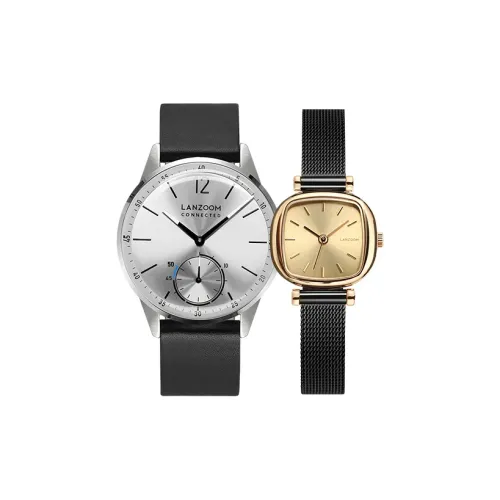 LANZOOM Couple Watch 1 пара Мода Тренд Кварцевый механизм Унисекс Часы на запястье Серебристый циферблат Mosel14+Bremen01