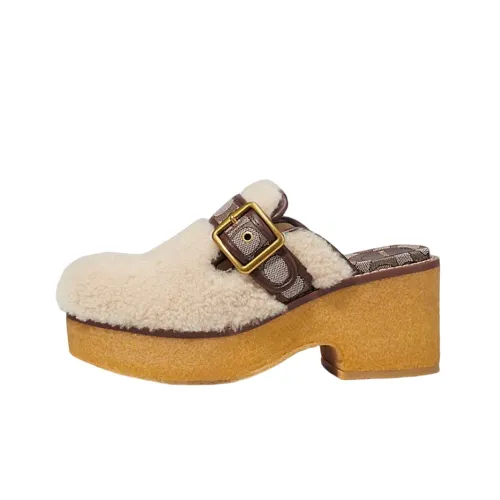 COACH Резиновая подошва Домашние тапочки Женские Бежевый