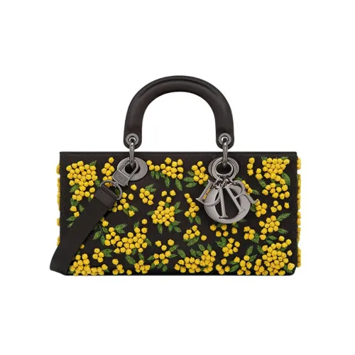 DIOR LADY D JOY Embroidery с Satin Сумка Lady Dior Сумка через плечо Сумка Женская Черная Желтая