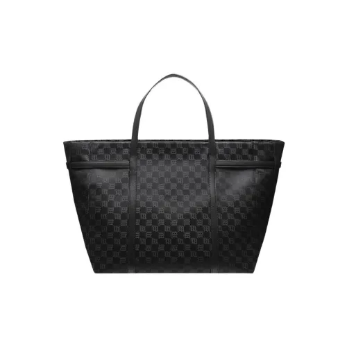 Misbhv Жаккард Кожаная отделка Тоут Сумка Сумка для покупок Дорожная сумка Сумка Сумка через плечо Унисекс Черный