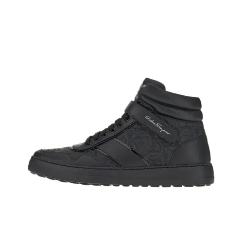 Ferragamo Gancini Высокий Топ Стильный Скейтбординг Мужской Черный