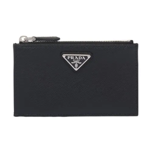 PRADA Saffiano Кожа Держатель для карт Стандартный Женский Черный
