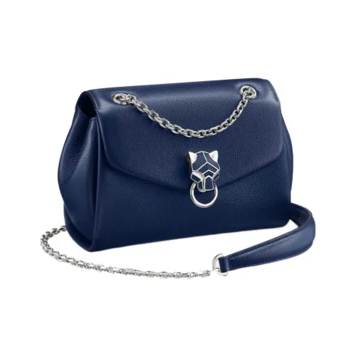 Cartier Сумка На Цепочке, Модель «мини», Panthère De Cartier Телячья Кожа Темно-синего Цвета, Палладиевая Отделка