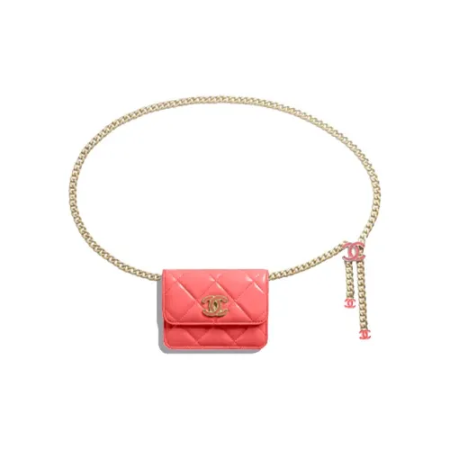 CHANEL Lambskin Mini Crossbody Bag Women's Orange