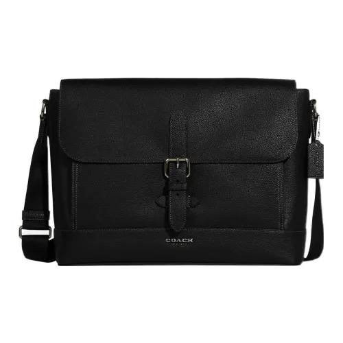 COACH Hudson Коровья кожа Курьерская сумка Сумка через плечо Большая Мужская Черная