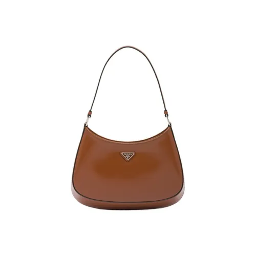 PRADA Cleo Блестящая кожа плечо сумка через плечо сумка-полумесяц одна плечевая сумка стандартная женская коричневая