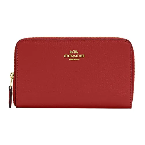 COACH Id Zip Wallet из галечной кожи кошелек для документов средний женский красный