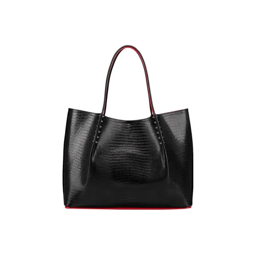 CL LUBOTING Коровья кожа Тоут Сумка Сумка для покупок Сумка на плечо Сумка Большая Женская Черная