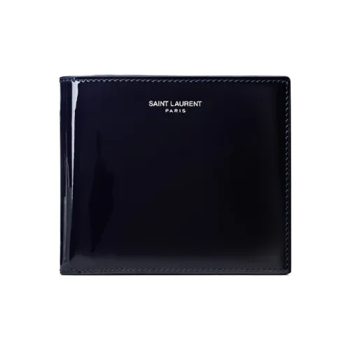 SAINT LAURENT Париж Лакированная кожа Телячья кожа Кошелек Мужской Темно-синий