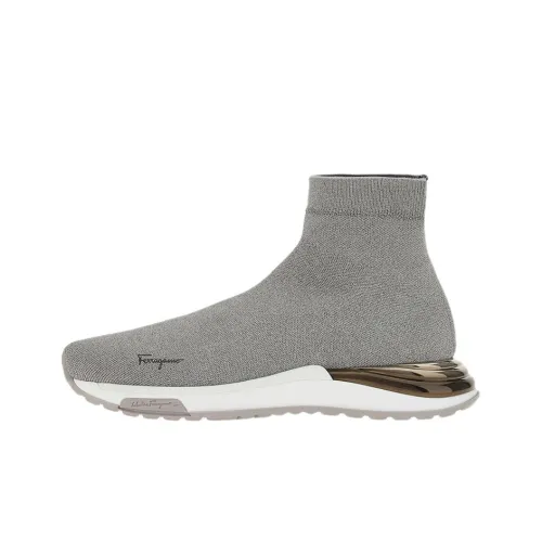 Ferragamo Высокий Топ Спортивная Повседневная Обувь Женская Серого Цвета