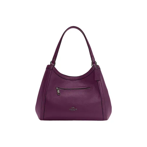 COACH Kristy Утонченный Pebble Кожа Tote Сумка Сумка для покупок Сумка Сумка через плечо Большая Женская Фиолетовая