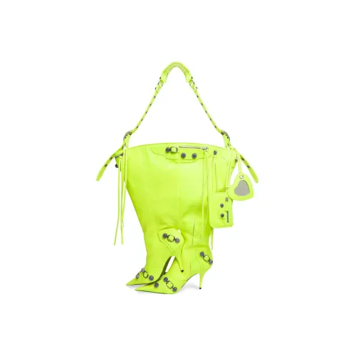 Balenciaga Le Cagole Овчина Высокие каблуки Один Плечо Сумка Обычный Женские Неоново-желтый