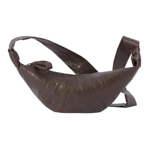 Lemaire Croissant series Сумка из льна холста круассан через плечо маленькая унисекс каштановый