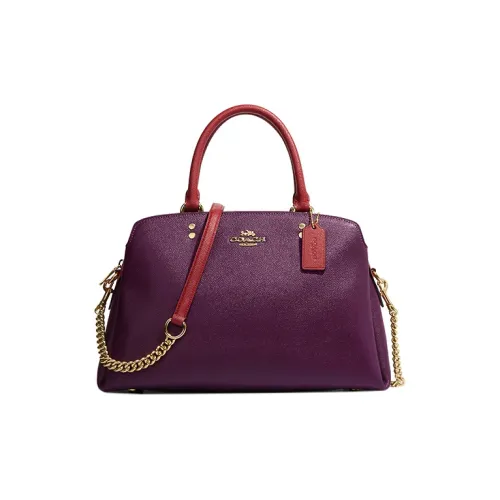 COACH Lillie Крестообразная текстура кожа сумка с цепочкой сумка через плечо сумка большая женская фиолетовая