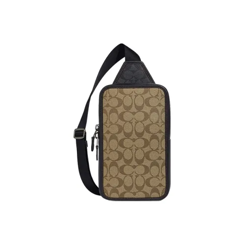 COACH Sullivan Покрытый холст с кожей сумка через плечо маленькая мужская хаки